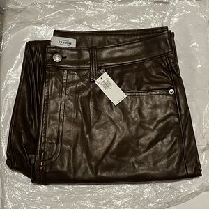 Go Loose Dark Brown Faux Leather Trousers